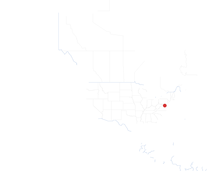 Washington D. C. auf der Karte vom GEOQUIZ eingezeichnet