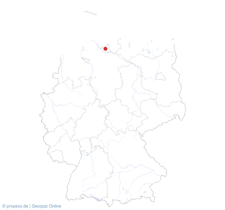 Hambourg auf der Karte vom GEOQUIZ eingezeichnet